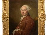 un vieux tableau représentant un homme vêtu d'un manteau rouge et aux cheveux blancs