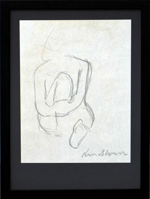 framed drawing of a man sitting on a toilet with a hat on