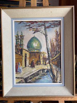 a picture of a picture of a painting on a easel
