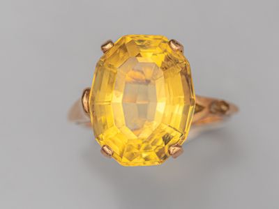Bague en or rose 750°/°° (18K), sertie d'une citrine taille … - Photo 1