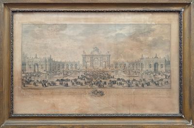 une vieille photo représentant un tableau d'une ville où il y a beaucoup de monde
