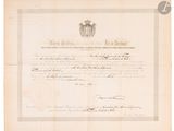 an old document with a black and white image of a coat of arms