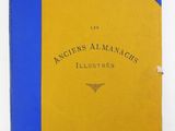 un vieux livre à la couverture bleue et jaune posé sur une table blanche