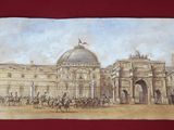 painting of a large building with a dome on top of it
