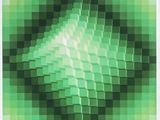 an image of a green and black abstract painting with squares