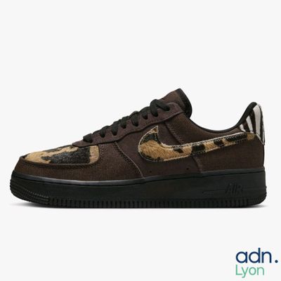 the nike air force 1 low leopard print is available in brown and black