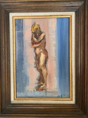 an oil painting of a nude woman with a crown on her head