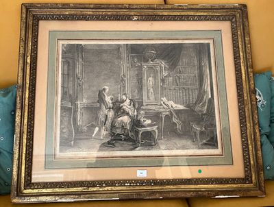 tableau représentant un homme et une femme assis à une table dans un salon