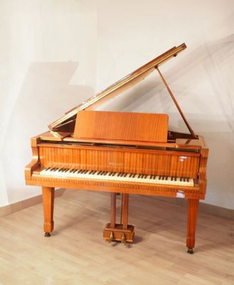 un piano à queue dans une pièce aux murs blancs
