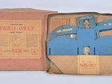 a cardboard box with a picture of a building inside of it