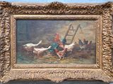 une photo d'un tableau représentant des poulets et une échelle