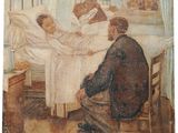 an image of a painting of a man and a woman in a hospital room