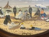 a picture of a painting of people on the beach