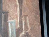 a painting of vases on a shelf next to a vase