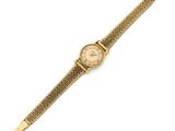 a lady ' s wrist watch with a gold plated bracelet