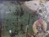 an image of a painting of a man holding a sword in front of an angel