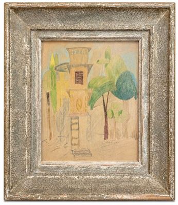 une image représentant un dessin d'une maison avec un arbre devant