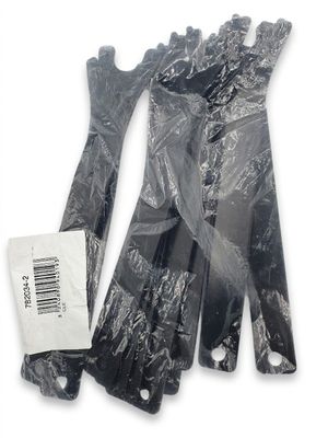 three pairs of gloves that are wrapped in plastic