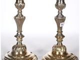 pair of antique brass candlesticks