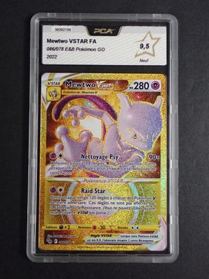 a close up of a pokemon card in a plastic case