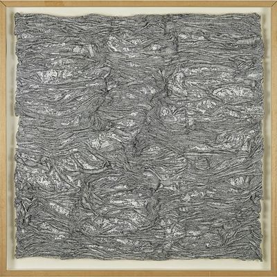 an image of a black and white painting with a wooden frame
