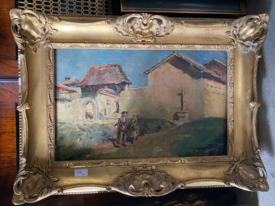 une photo d'une photo d'un tableau dans un cadre doré