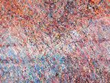 abstract painting of red and blue brush strokes on a white background