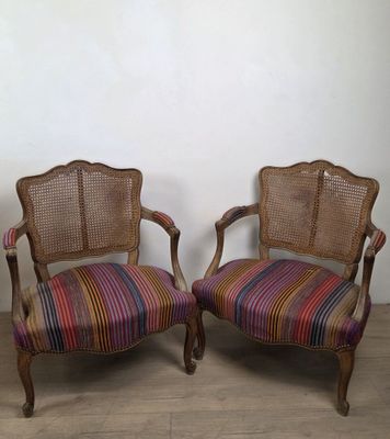 paire de chaises anciennes françaises à dossier en rotin