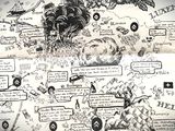 a black and white drawing of a map on a piece of paper