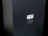 a black box with a white logo on it