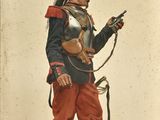 an old picture of a man in a military uniform holding a gun