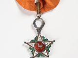 a medal with a star and a ribbon around it