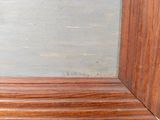 an image of a close up of a painting of a wooden frame