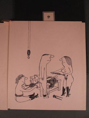 dessin représentant un homme et une femme dans une cuisine équipée d'une cuisinière
