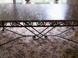 a table with a marble top in a living room