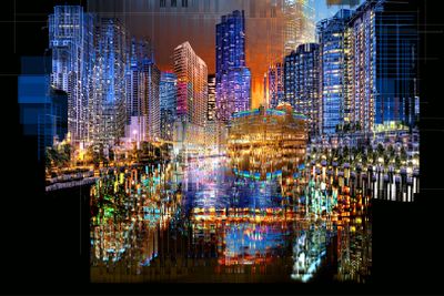 une photo d'une ville la nuit, avec beaucoup de lumières