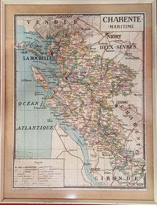 "Charente-Maritime" carte en couleurs 65.