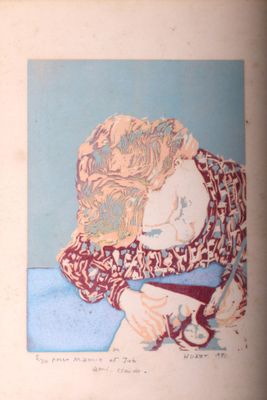 a picture of a painting of a woman with a red scarf