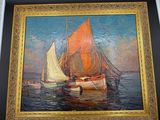 a picture of a painting of a sailboat in the water
