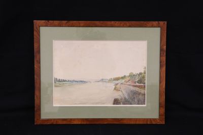 an image of a painting of a view of a body of water
