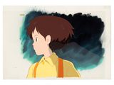 an animation image of a young boy with brown hair and suspends