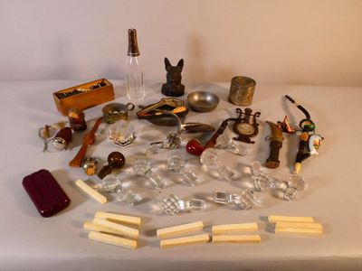 a table with a lot of glass items on it
