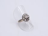 an image of a silver ring with a flower inside of it