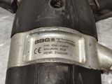 a close up of a motor bike with a tag on it