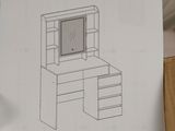 a picture of a vanity table with drawers and a mirror