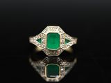 an art deco emerald and diamond ring