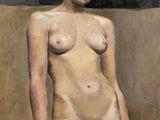 an image of a painting of a nude woman standing in front of a wall