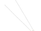 a close up of a necklace on a white surface with a chain