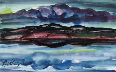 Franz PRIKING (1929-1979) Paysage Gouache signée en bas à ga…