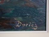 a painting of a group of people on a boat in the ocean